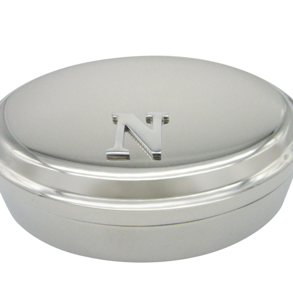 Letter N Monogram Oval Trinket Jewelry Box